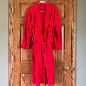 Bright Red Plush Tie-Waist Robe OSFA
